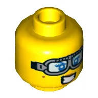 Minifig Head Mary Breaksom, Silver Glasses, Large Smile with Teeth / Scared Print