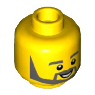 Minifig Head, Grey Beard, Moustache and Eyebrows