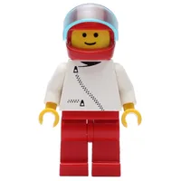 Man, White Jacket with Zipper, Red Legs, Red Helmet with Visor