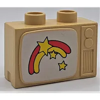 Duplo Television 1 x 2.5 x 1.3 with Rainbow and Stars Print
