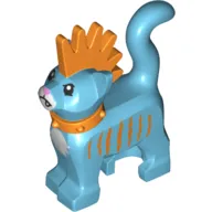 Animal, Cat, Standing with Bright Light Orange Spiky Mohawk and Collar, Bright Light Orange Stripes print