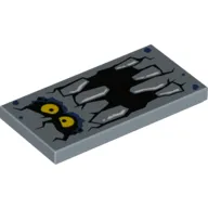 Tile 2 x 4 with Brickster Rock Creature Face with Wide Open Mouth, Jagged Teeth and Yellow Eyes