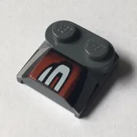 Brick Curved 2 x 2 x 2/3 Two Studs and Lip End with Silver/Black/Red Number 3 Right Half Print