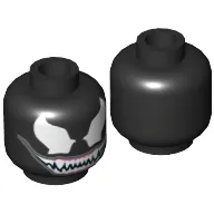 Minifig Head Venom, White Eyes, White Teeth, Pink Gums Print [Hollow Stud]