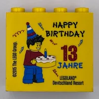 Brick 2 x 4 x 3 with 'LEGOLAND Deutschland Resort' and '13 Jahre Happy Birthday 2015' Print