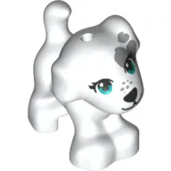 Animal, Dog, Small Standing with Blue Eyes, Black Nose, Light Bluish Grey Spots, Freckles