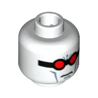 Minifig Head Mr Freeze, Goggles with Red Lenses, Medium Azure Cheek Lines Print [Blocked Open Stud]