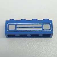 Brick 1 x 4 with Bottom Tubes, Lowered Center Cross Support with Chrome Silver Car Grill Print [Undetermined]