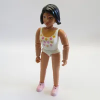 Belville Figure Articulated Elbows, Female, Black Hair, Pink Shoes, White Swimsuit with Shells and Starfish Print