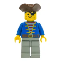 Pirate - Blue Jacket, Light Gray Legs, Brown Tricorne (3626b Head)