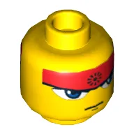 Minifig Head Ryo, Dual Sided, Blue Eyes, Headband, Mouth Closed / Bared Teeth Print [Blocked Open Stud]