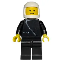 Policeman, Black Jacket with Zipper, White Helmet (3842c Helmet)