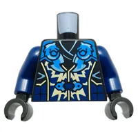 Torso, Ninja Robes, Bright Light Yellow/Medium Azure Decorations print, Dark Blue Arms, Black Hands