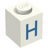 Brick 1 x 1 with Blue H Print