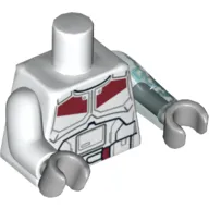 Torso, Odd Arms, Armor Black Belt and Dark Red Markings Print, Left Trans-Light Blue Arm with Lightning Print, Right White Arm, Light Bluish Gray Hands