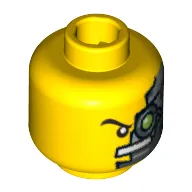 Minifig Head Saw Fist, Cyborg Eyepiece, Eyebrow Left Side Print