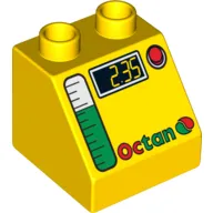 Duplo Brick 2 x 2 Slope 45° with Octan, Digits and Gas Gauge Print
