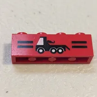 Brick 1 x 4 with Black Stripes and Tow Truck Print