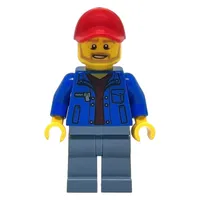 Blue Jacket, Sand Green Legs, Beard, Red Cap