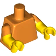 Torso, Dual Molded Arms with Orange Sleeves Pattern, Yellow Arms and Hands