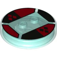 Function Brick Round 4 x 4 x 2/3 with 2 Studs and Red and Black Diamonds Print