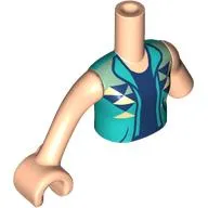 Minidoll Torso with Left Limb Reduction with Dark Turquoise Jacket, Dark Blue Shirt, Bright Light Yellow Triangles print, Light Nougat Arm and Hand