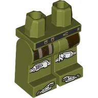 Hips and Olive Green Legs with Black Belt, Dark Brownn Pockets, White Clamps on Knees and Toes print