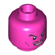 Minifig Head Sinestro, Moustache, Smile / Yellow Eyes and Evil Grin Print