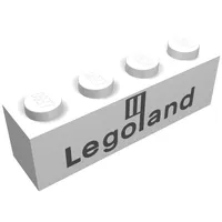 Brick 1 x 4 with Black 'Legoland' Logo Print