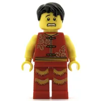 Man, Red Robe with Ties, Black Hair