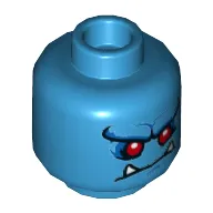 Minifig Head Demon, Red Eyes, Fangs, Closed Mouth / Open Mouth Print
