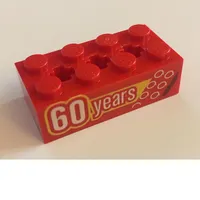 Brick Special 2 x 4 with 3 Axle Holes with '60 Years' print