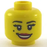 Minifig Head, Open Smile Red Lips and Beauty Mark Print [Hollow Stud]