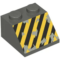 Slope 45° 2 x 2 with Black and Yellow Stripes Print