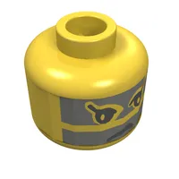 Minifig Head Achu, Face Paint with Gray Stripes across Face Print