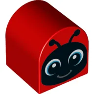Duplo Brick 2 x 2 x 2 Curved Top and Ladybird / Ladybug Face Print