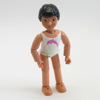 Belville Figure Articulated Elbows, Child, Female, Black Hair, White Swimsuit with Dark Pink Dolphin Print
