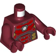 Torso Armor with Red and Gold Plates, White Circle (Arc Reactor) Print, Dark Red Arms and Hands