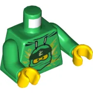 Torso Hoodie with Ninjago Lloyd Head Print, Green Arms, Yellow Hands