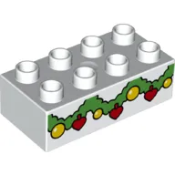 Duplo Brick 2 x 4 with Green Garland with Gold and Red Ornaments Print