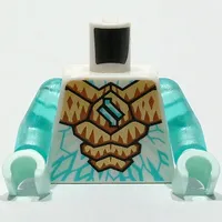 Torso Armor, Gold and Orange Plates, Dark Turquoise Ice Markings print, Trans-Light Blue Arms, Light Aqua Hands