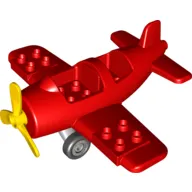 Duplo Airplane Small with 2 x 2 Studs in Cockpit, and 1 x 2 Studs in Cargo Bay, Light Bluish Gray Wheels Assembly