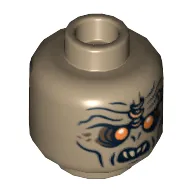 Minifig Head Orc, Orange Eyes Print [Hollow Stud]
