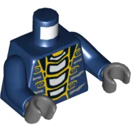 Torso Snake with Yellow and Light Blue Scales Print, Dark Blue Arms, Dark Bluish Gray Hands