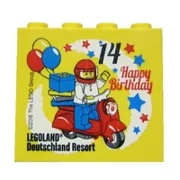 Brick 2 x 4 x 3 with 'LEGOLAND Deutschland Resort 14 Happy Birthday' Print