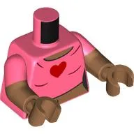 Torso, Dual Molded Arms, Shirt/Cropped Top, Red Heart print, Coral Sleeves Pattern, Medium Nougat Arms and Hands