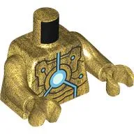 Torso, Black/Bright Light Blue/White Circular Circuitry print, Pearl Gold Arms and Hands