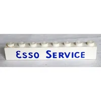Brick 1 x 8 without Bottom Tubes with Cross Side Supports with 'ESSO SERVICE' Long Bold Blue Print