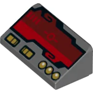 Brick Sloped 30° 1 x 2 x 2/3 with Dark Red Horizon Screen and Gold Switches and Buttons Print