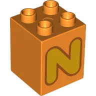 Duplo Brick 2 x 2 x 2 with 'N' Print